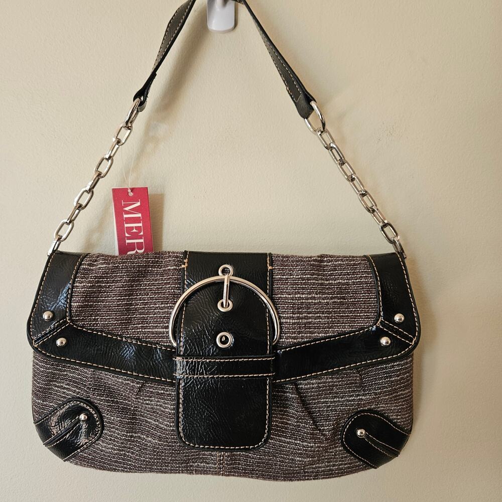 Vintage Y2K Merona Shoulder Bag Buckle Academia Deadstock Tweed Small